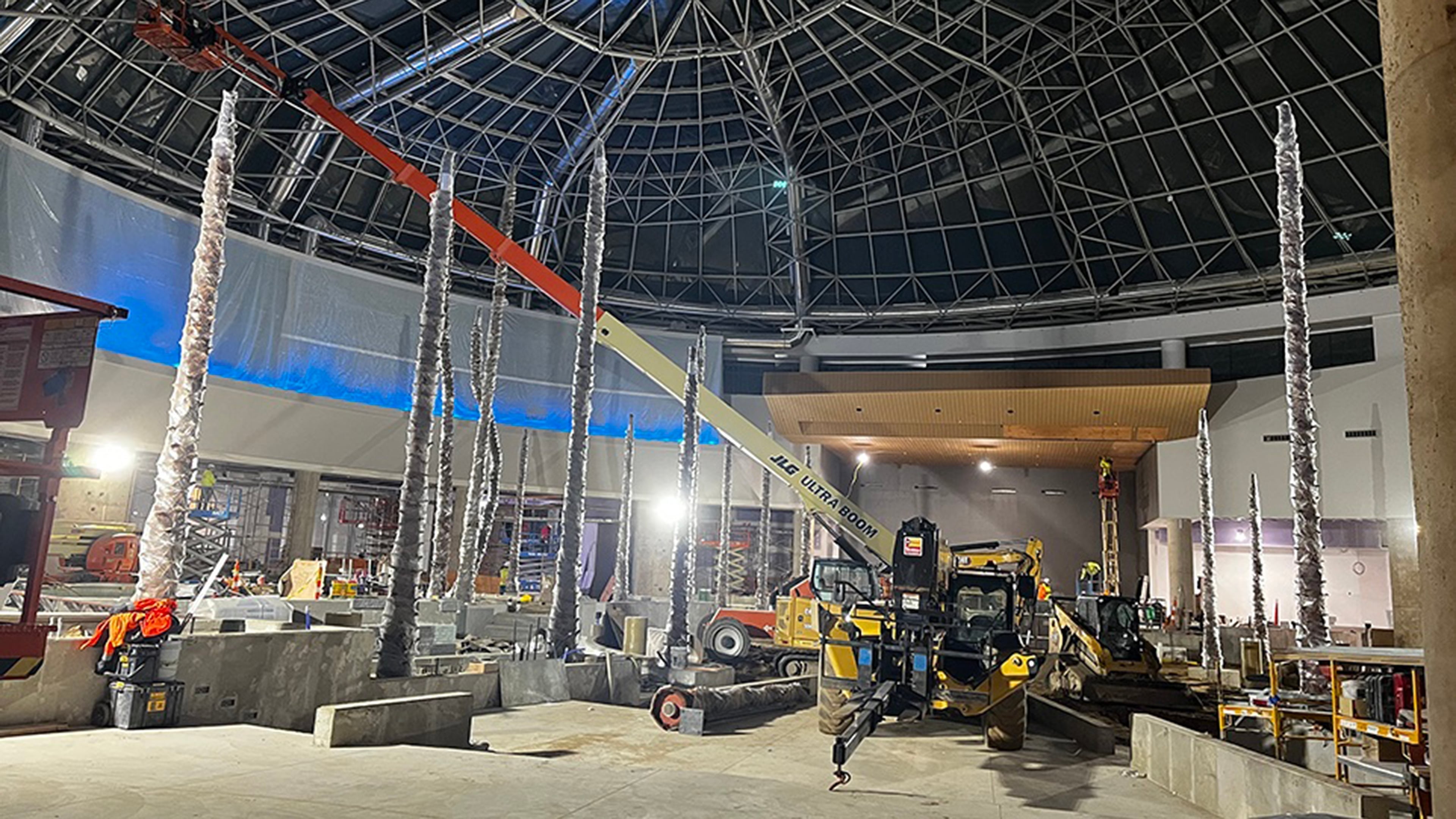 Drone operator collecting aerial scan data at the Gun Lake Casino Hotel construction site