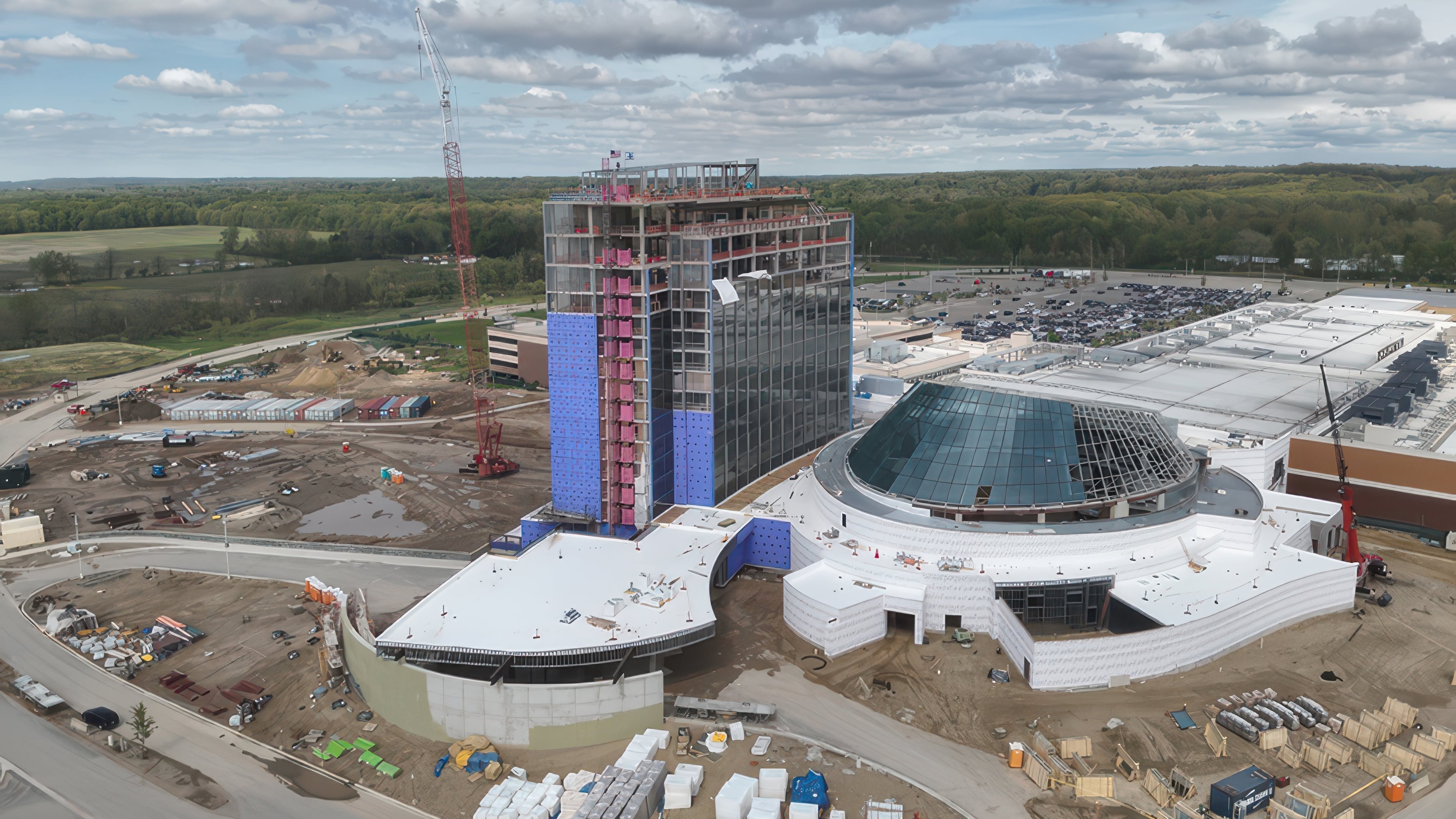 Aerial view of Gun Lake Casino Hotel construction site